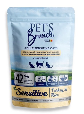 Корм сухой для кошек с индейкой Pet’s Brunch (200гр)