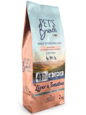 Корм сухой для кошек с печенью Pet’s Brunch (2кг)