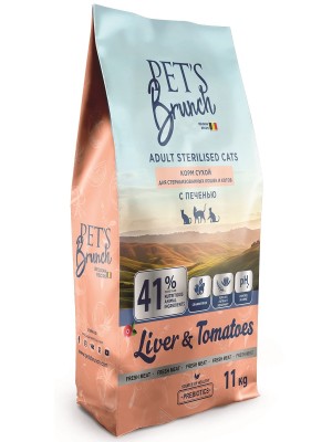 Корм сухой для кошек с печенью Pet’s Brunch (11кг)