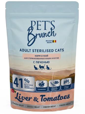 Корм сухой для кошек с печенью Pet’s Brunch (200гр)
