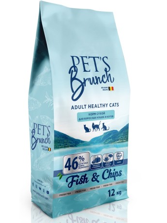Корм сухой для кошек с рыбой Pet’s Brunch (12кг)