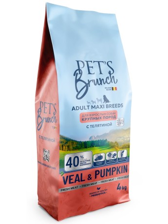 Корм сухой для собак крупных пород с телятиной Pet’s Brunch (4кг)