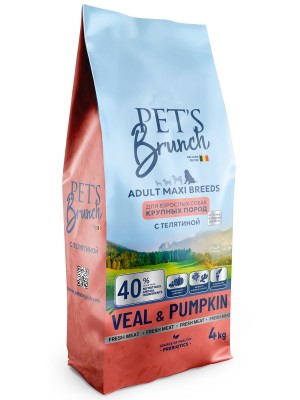 Корм сухой для собак крупных пород с телятиной Pet’s Brunch (4кг)