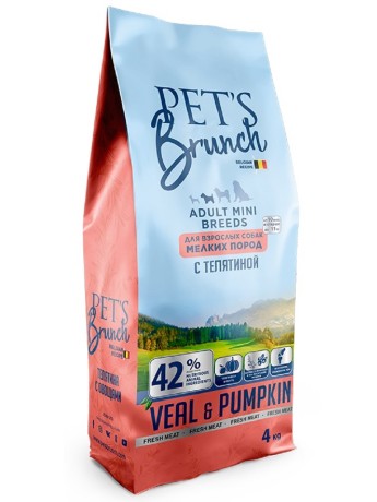 Корм сухой для собак мелких пород с телятиной Pet’s Brunch (4кг)