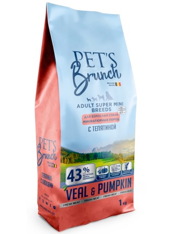 Корм сухой для собак миниатюрных с телятиной Pet’s Brunch (1кг)