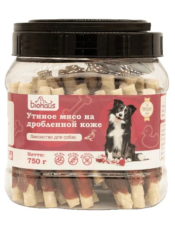 Утиное мясо на дробленной коже BHS011 Biohaus (750гр)